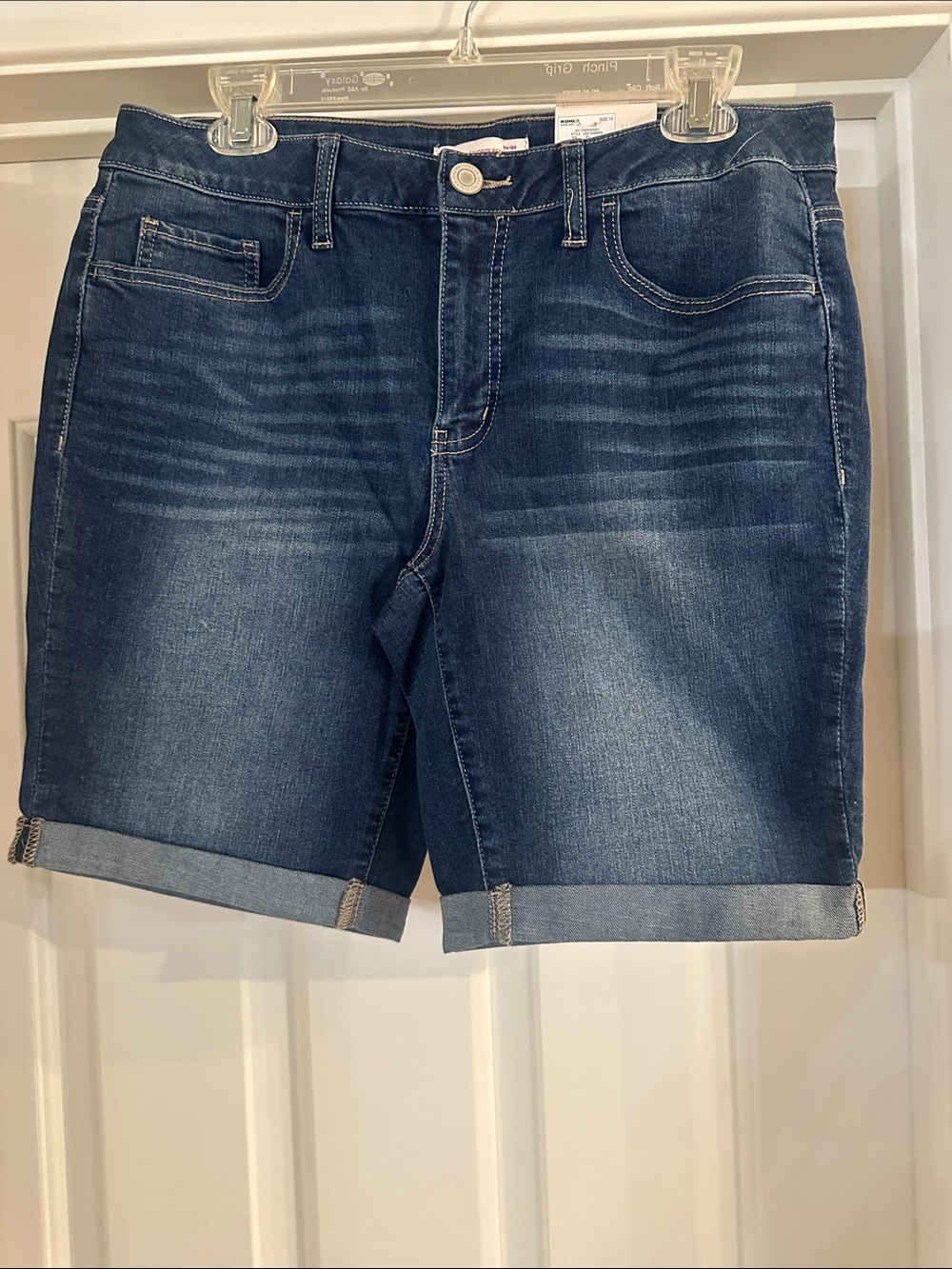 SO Dark Blue Rolled Hem Denim Bermuda Shorts
